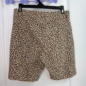 Forever 21 tan tummy control high waisted cheetah‎ biker yoga athletic shorts L thumbnail 5