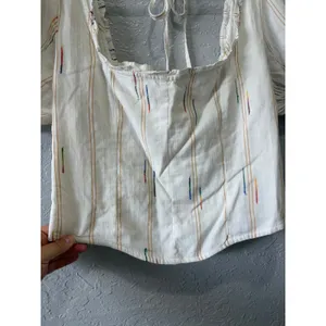 Free People Seratonin Corset Top Shirt Blouse Linen Ivory Combo Boho thumbnail 4