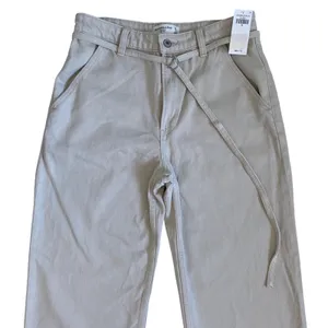 Abercrombie & Fitch The Loose High Rise Jeans Beige Khaki D-Ring Belt 28‎ 6R NWT thumbnail 3