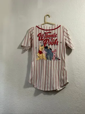 Disney Winnie the Pooh Women's XS Baseball Jersey red White Button Front thumbnail 3