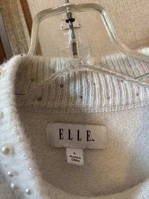 Elle Pearl-Detail Mock Neck Sweater Large thumbnail 3