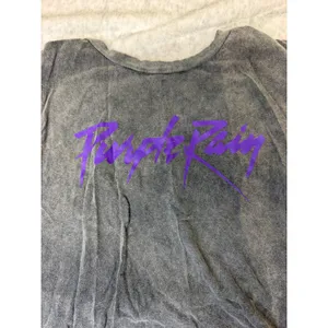 Prince Purple Rain Graphic Tank Top Washed Black Mineral Wash High Low LG NEW thumbnail 4