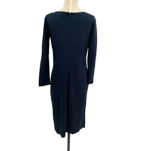 Armani Collezioni Draped Sheath Dress Classic Long Sleeve Navy Blue‎ Size 10 thumbnail 8