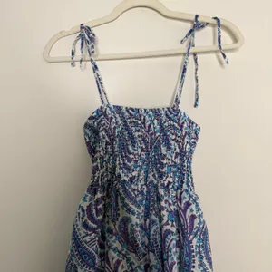 J.Crew Smocked Back-Cutout Paisley Maxi Dress Blue Purple Women Size M thumbnail 3