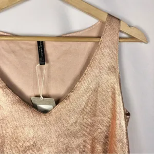 Zara‎ Rose Gold Peplum Faux Leather Tank Top S thumbnail 3