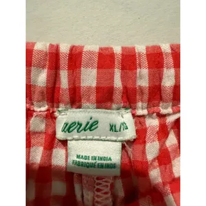 Aerie Seersucker Lounge Pajama Pant XL Red White Gingham Check Crochet Trim Boho thumbnail 4