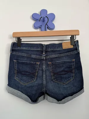 Abercrombie & Fitch 00/24 Low Rise Denim Short Shorts Cuffed Dark Wash 2000s Y2K thumbnail 3