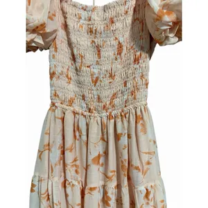 Olia Tiered Maxi Dress Orange‎ Floral Chiffon Short Sleeve Women's Size X-Large thumbnail 9