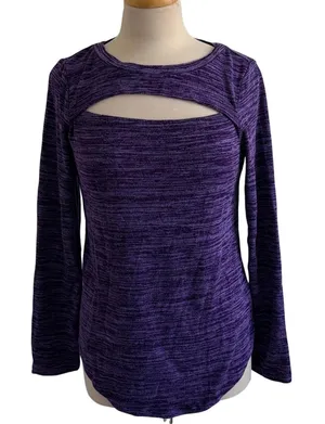 Juicy Couture Sweater Sz L Purple Dye Cutout‎ Lightweight Long Sleeve Top thumbnail 1