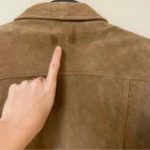 Chico's Womens Size 3 Suede 100% Leather Lined Tan Jacket With Metal Buttons thumbnail 9