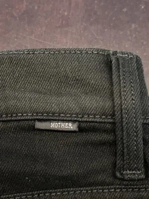 Mother The Dodger Sneak Jeans Womens 30 Black Dark Wash Straight Relaxed Denim thumbnail 7