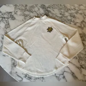 NWT Madewell Mockneck Waffle Sweatshirt Tee XS Ivory Sold Out! Light Stain thumbnail 4