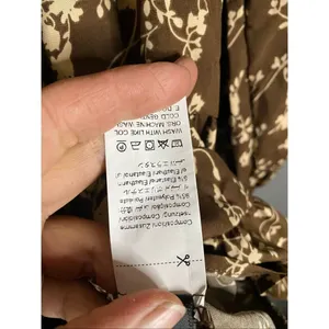 Hapsho Brown Floral Elastic Sleeve Dress Size Medium NWOT thumbnail 6