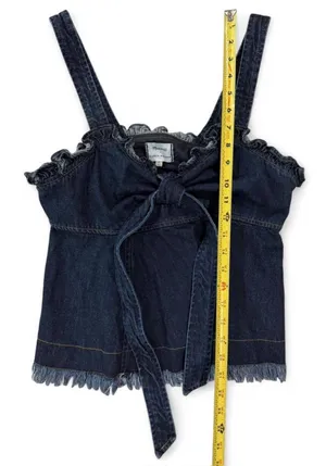 Madewell X Karen Walker Raw-Edged Denim Trianon Top Size 8 thumbnail 11