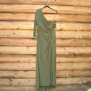 Mac Duggal 55696 Womens Olive ONE SLEEVE BEADED CUFF SIDE TWIST GOWN thumbnail 6