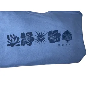 Roxy Blue Graphic Fleece Sweatshirt Women's S Coastal Surf Y2K Hibiscus thumbnail 11