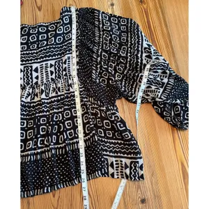 Denim & Supply Ralph Lauren Peasant Top Black Boho Aztec Dolman Boxy Tassel XL thumbnail 6