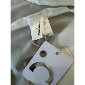 Commense Satin Bridal White Sheer Chiffon Overlay Minimalist Maxi Dress NWT L thumbnail 3