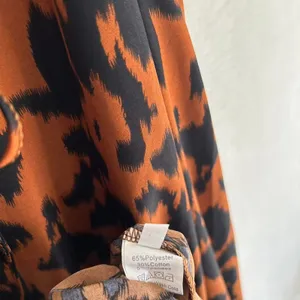 C+D+M Leopard Print Wrap Dress Womens Large Rust Orange Short Sleeve Tiered Midi thumbnail 6