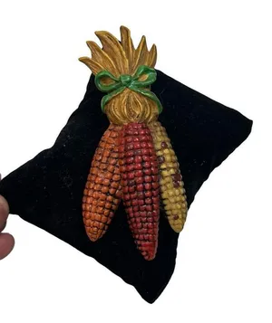 Papel Giftware Vintage Pin Brooch Thanksgiving Harvest Corn Red Orange Yellow Us thumbnail 1