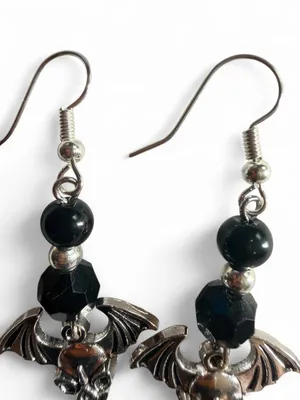 🖤 Handmade Bat Skull Earrings thumbnail 4