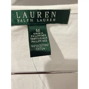 NWT Lauren Ralph Lauren White Short Sleeve Sz M T-Shirt Top Shoulder Cinching U thumbnail 4