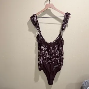New Intimately Free People Take It Away XL Burgundy Floral Lace Bodysuit thumbnail 8