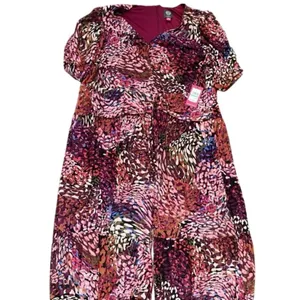Vince Camuto V-Neck Shirred Maxi Dress in Purple / Multicolor Size 20W MSRP $179 thumbnail 10