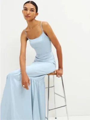 Reformation Nasha Satin Dress in Mineral Blue Maxi Formal Gown NWT Size 4 thumbnail 3