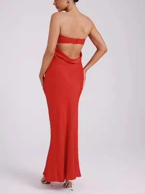 Meshki - Antonella Strapless Keyhole Maxi in Red size large thumbnail 3