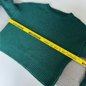 American Eagle Heather Green Cropped Crewneck Ribbed Sweater Size Medium thumbnail 7