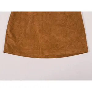 Abercrombie & Fitch Faux Suede Mini Skirt Size S Brown Preppy Fall Quiet Luxury thumbnail 6