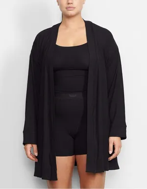 Skims Soft Lounge Robe In Onyx thumbnail 4