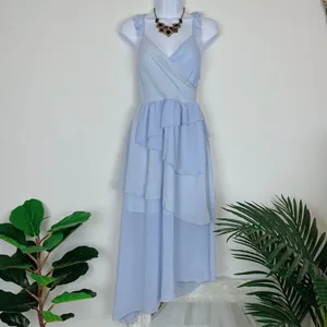 Bellevue Two Tone Blue Tiered Hem Wiola Midi Dress Summer Wedding Guest Vacation thumbnail 3