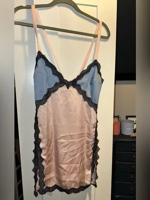 NWT Free People On The Rise Mini Slip Dress- Pink Seasalt Combo $98 MSRP thumbnail 4