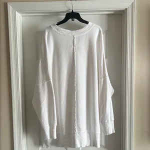 Aerie White Big Chill Oversized Distressed Sweatshirt thumbnail 8