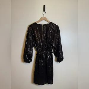 Anthropologie Lisabette sequined puff sleeve mini‎ dress thumbnail 6