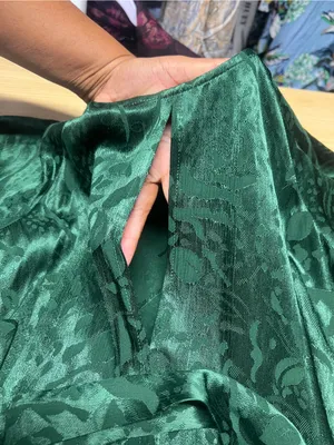 Zara Woman Knotted Jacquard Blouse Bottle Green Tie Front Size M thumbnail 13