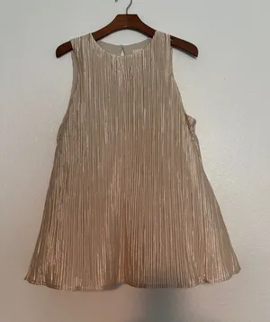 A New Day L Workwear or Formal Champagne Krinkle Satin Top thumbnail 1