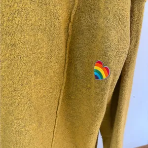 FREE PEOPLE Eucalyptus Cardigan Rainbow Heart Sweater thumbnail 6
