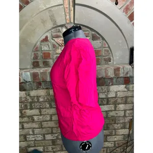 Blouse short sleeve hot pink shoulder pads thumbnail 2