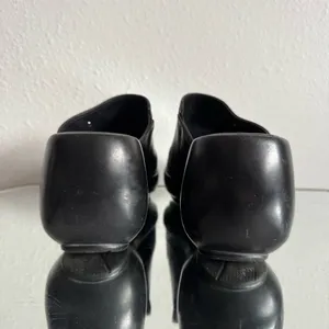 TOMMY HILFIGER Vintage 90s Y2K Black Leather Chunky Platform Slip On Clog Mules thumbnail 4