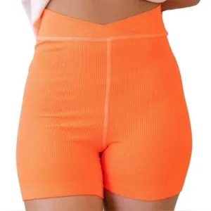 Free People Movement Orange Ribbed Shorts Women’s Size Large‎ thumbnail 1