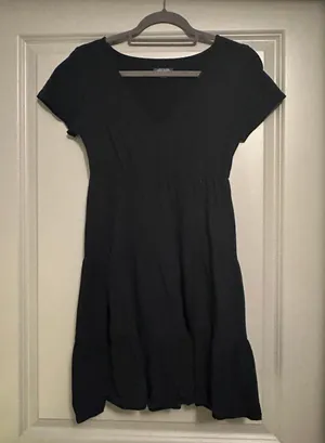 Black V Neck Fit And Flare Dress thumbnail 1