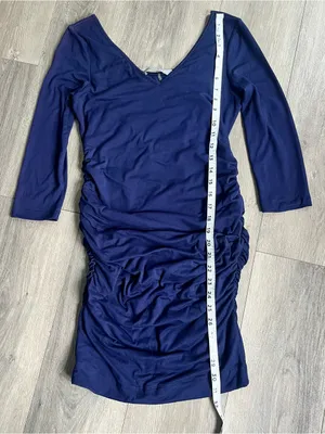 Baby Moon Maternity Navy Blue Ruched Dress XS V-Neck thumbnail 6