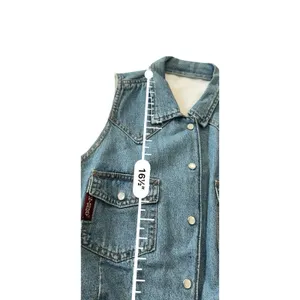 Vintage 90s Unionbay Cropped Denim Vest Snap Front Blue Jean Women's S/M Y2K thumbnail 11
