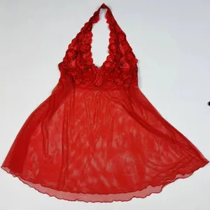 Victoria's Secret Red Lace Halter Slip Dress, Size L thumbnail 1