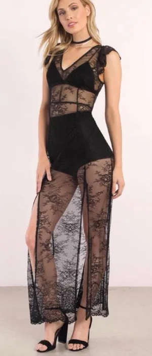 Honey punch black lace dress size small #128 thumbnail 1