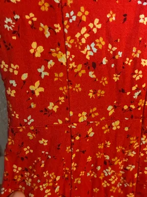 Reformation Lacey Smocked Sleeve Red Floral Midi Dress with Puff Sleeves thumbnail 4