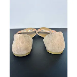 Nicole Beige Slide Sandals with Multicolor Floral Embroidery Size 7 thumbnail 5